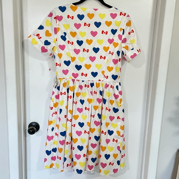 ModCloth Hello Kitty Gift You My Heart Swing Dress NWT Womens 8 White Colorful - Picture 6 of 10
